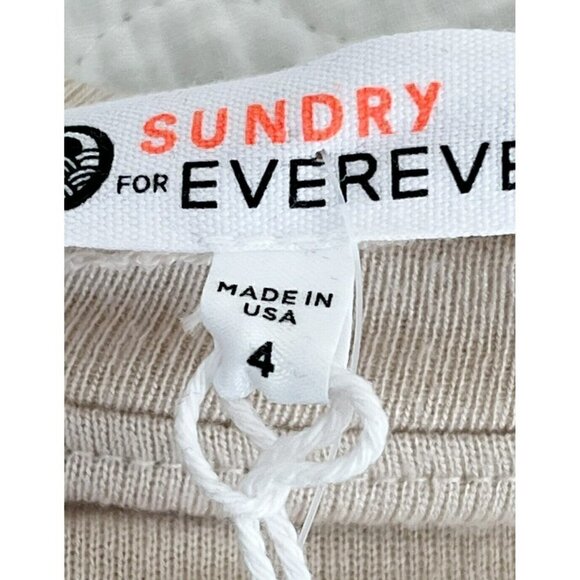 SUNDRY X EVEREVE NWT Ivory Trapeze Sweatshirt w/ Yellow Stripes  Sz 4 (XL) NWT - Picture 7 of 10